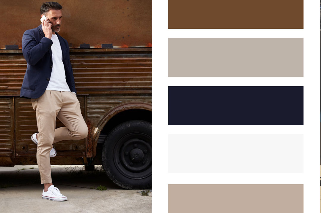 palette di colori ispirata a un outfit casual di un ragazzo